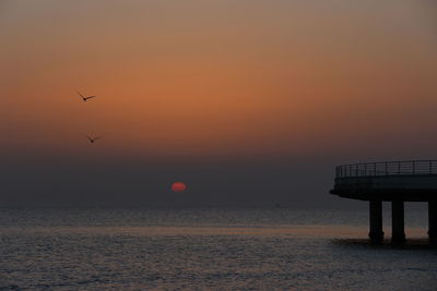 The sunrise over the sea at the senigallia roundabout is always beautiful to see