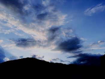 Scenic view of mountains against cloudy sky