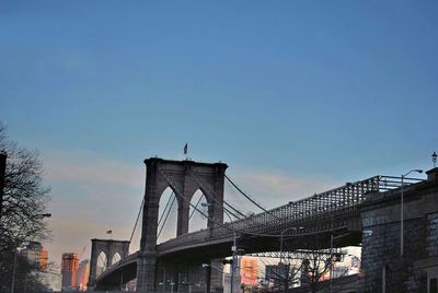 Low angle view of suspension bridge