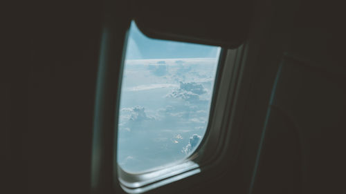 View of through airplane window