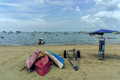 Scenic view of beach against sky
