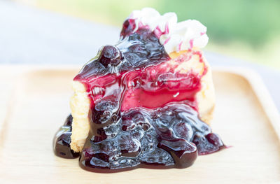Close-up of dessert on table