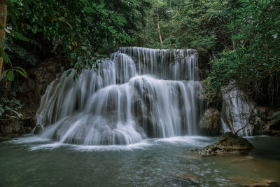 Scenic view of waterfall in forest