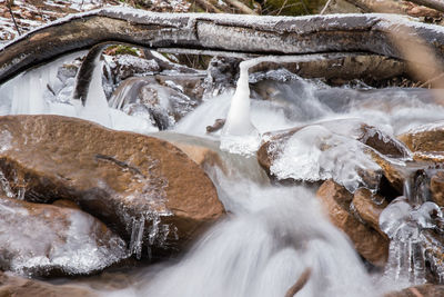 Water flowing through rocks