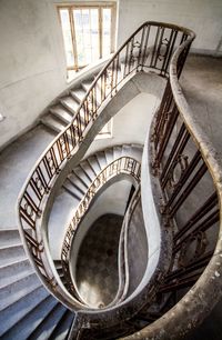 High angle view of spiral stairs