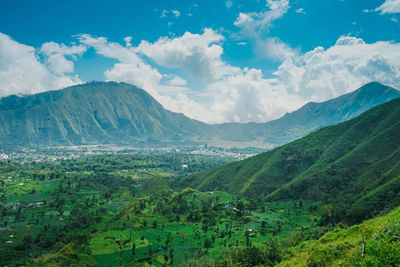 Scenic view of mountains against sky