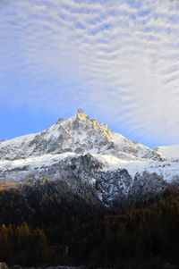 Scenic view of aiguille du midi mountain against sky