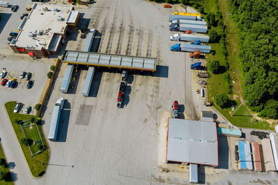 High angle view of cars on street in city