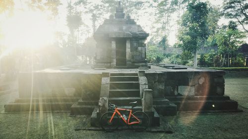 View of temple against building