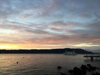 Scenic view of sunset over sea