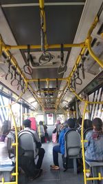 Rear view of people in train