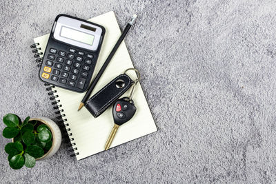 High angle view of pen on table