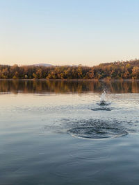 Scenic view of lake against clear sky