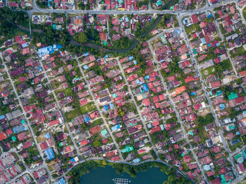 Aerial view of houses in town