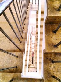 High angle view of spiral staircase in building