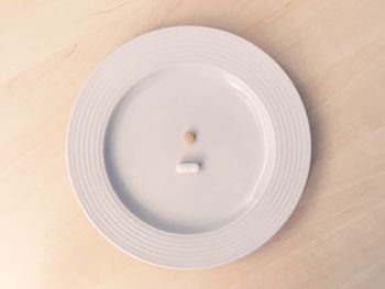 High angle view of plate on table