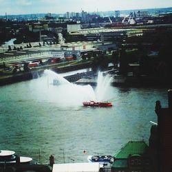 View of boats in river