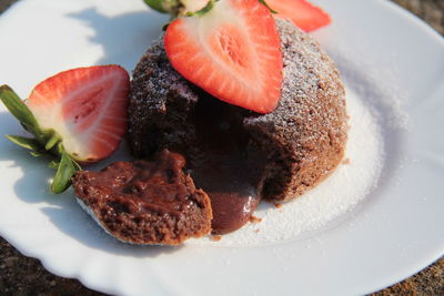 Close-up of dessert served in plate