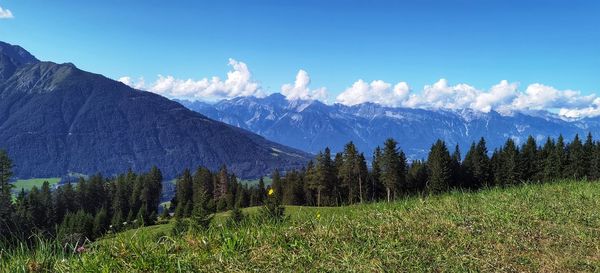 Scenic view of mountains against sky