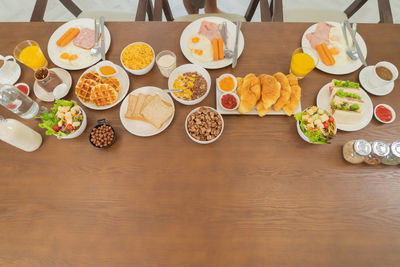 High angle view of food on table