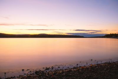 Scenic view of calm sea at sunset