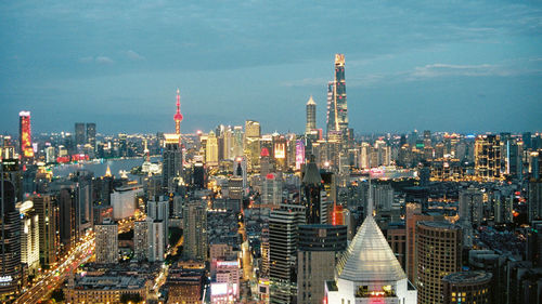 Aerial view of buildings in city