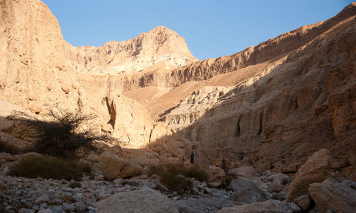 Scenic view of mountains against clear sky