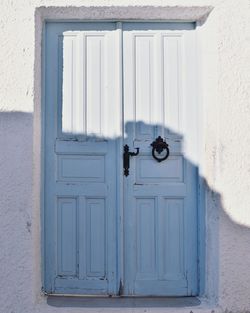 Closed door of building