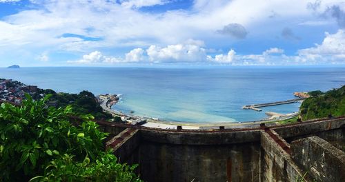 High angle view of calm sea