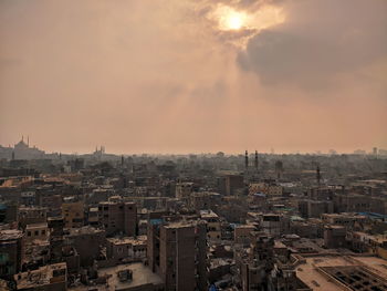 High angle view of buildings in city