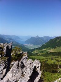 Scenic view of mountains against clear sky