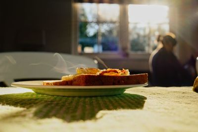 Close-up of food on table