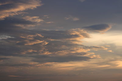 Low angle view of clouds in sky during sunset