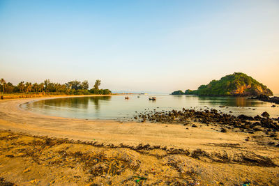 Scenic view of sea against clear sky