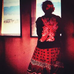 Close up of red curtain