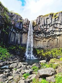 Scenic view of waterfall