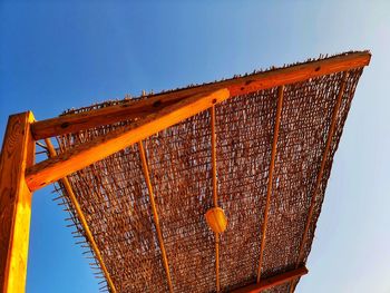 Low angle view of roof against clear sky