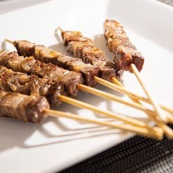 Close-up of meat in plate on table