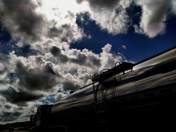 Low angle view of ship against sky