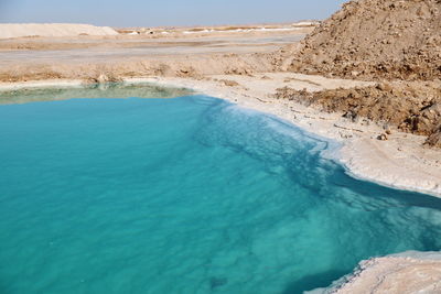 High angle view of salt lake