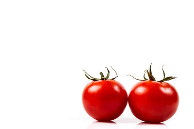 Close-up of tomatoes against white background