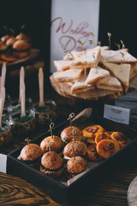 High angle view of various food on table