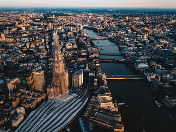 High angle view of buildings in city