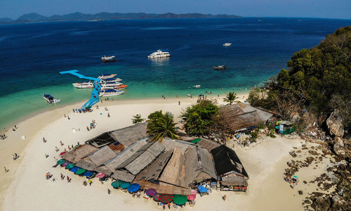 High angle view of beach against sky