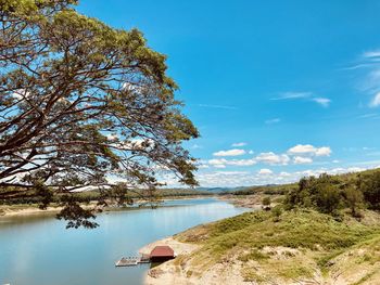 Scenic view of lake against sky