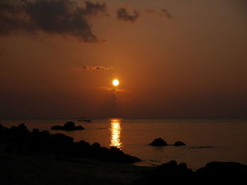 Scenic view of sea during sunset