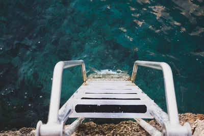 High angle view of empty chairs