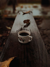 Close-up of coffee on table