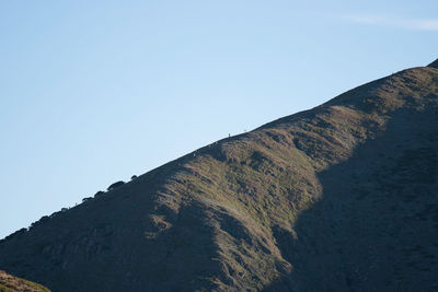 Low angle view of mountain against clear sky