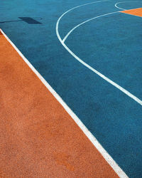 High angle view of basketball court